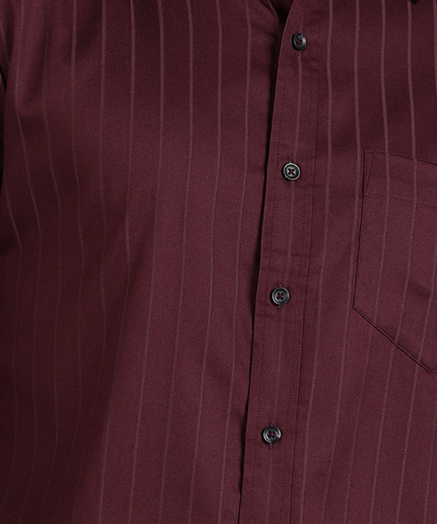 Self Striped Maroon Slim Fit Shirt