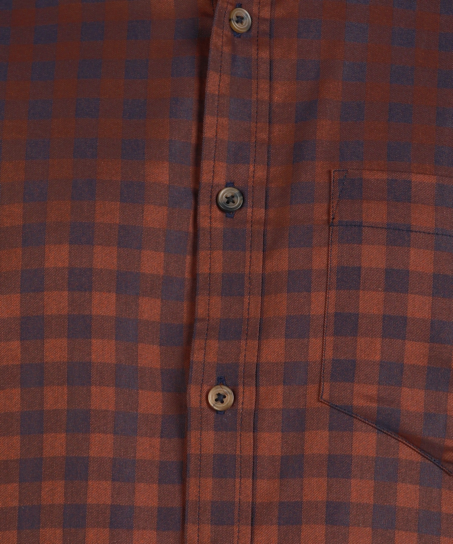 Brown &amp; Blue Checked Slim Fit Shirt