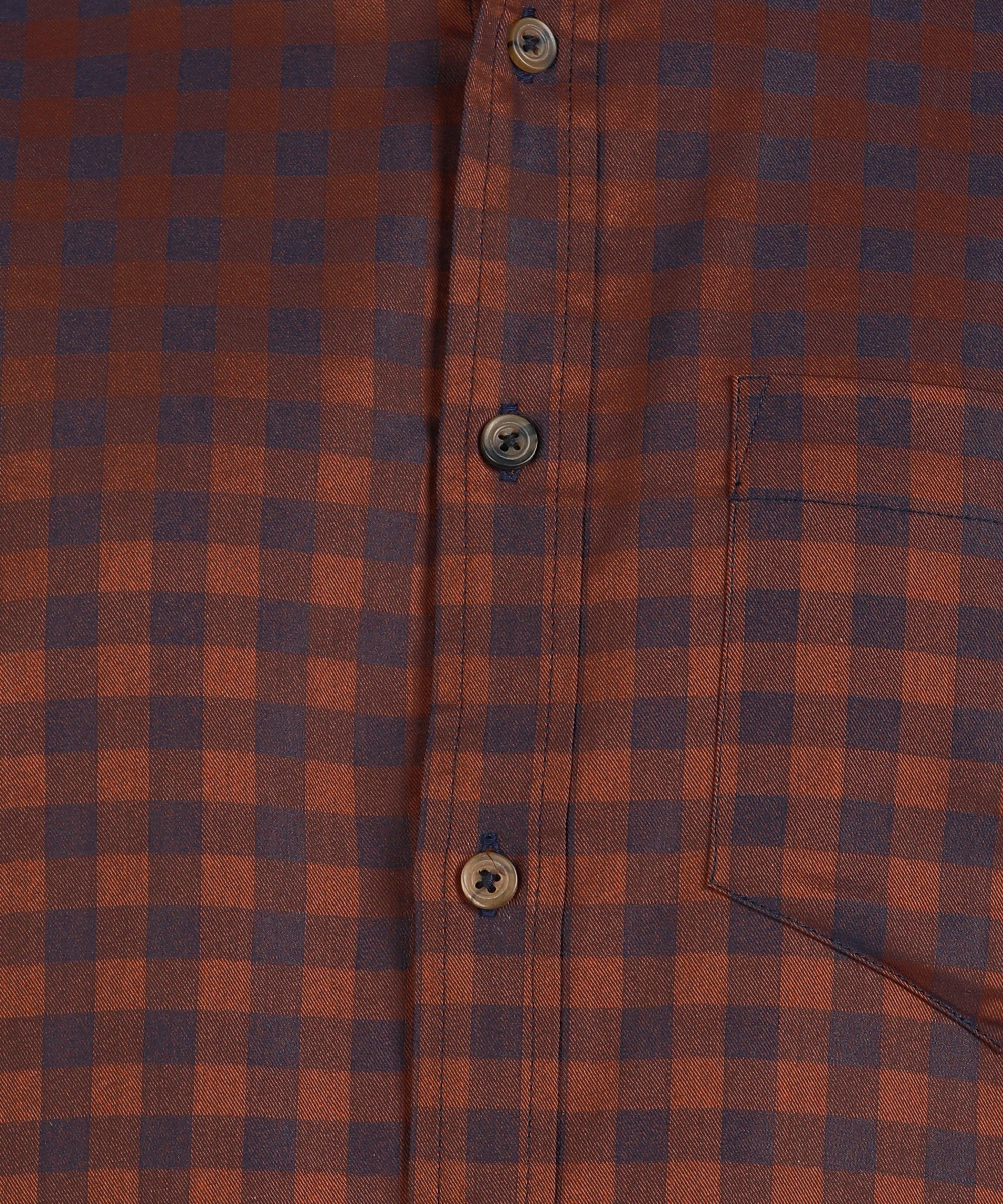 Brown &amp; Blue Checked Slim Fit Shirt