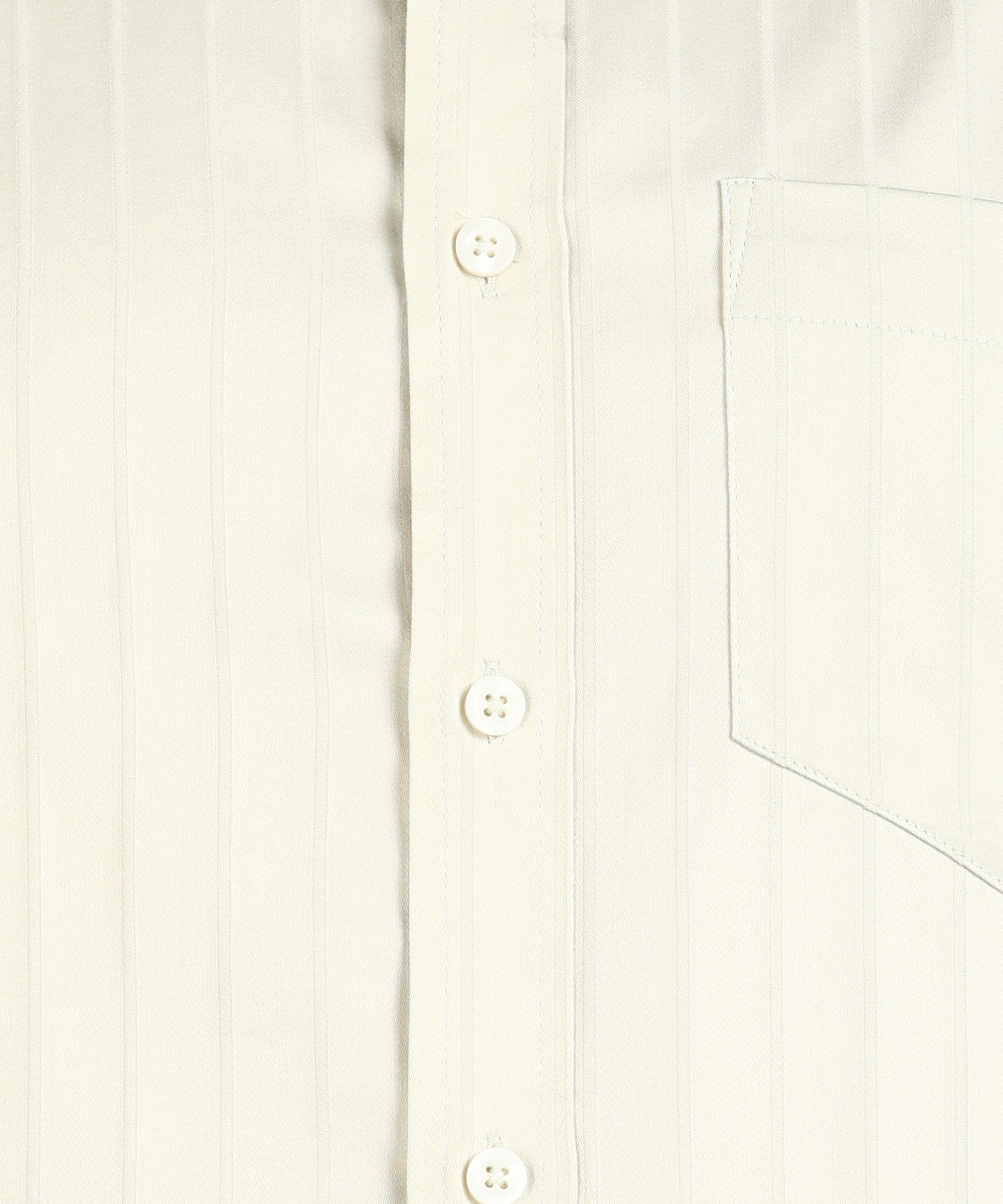 Self Striped Beige Slim Fit Shirt