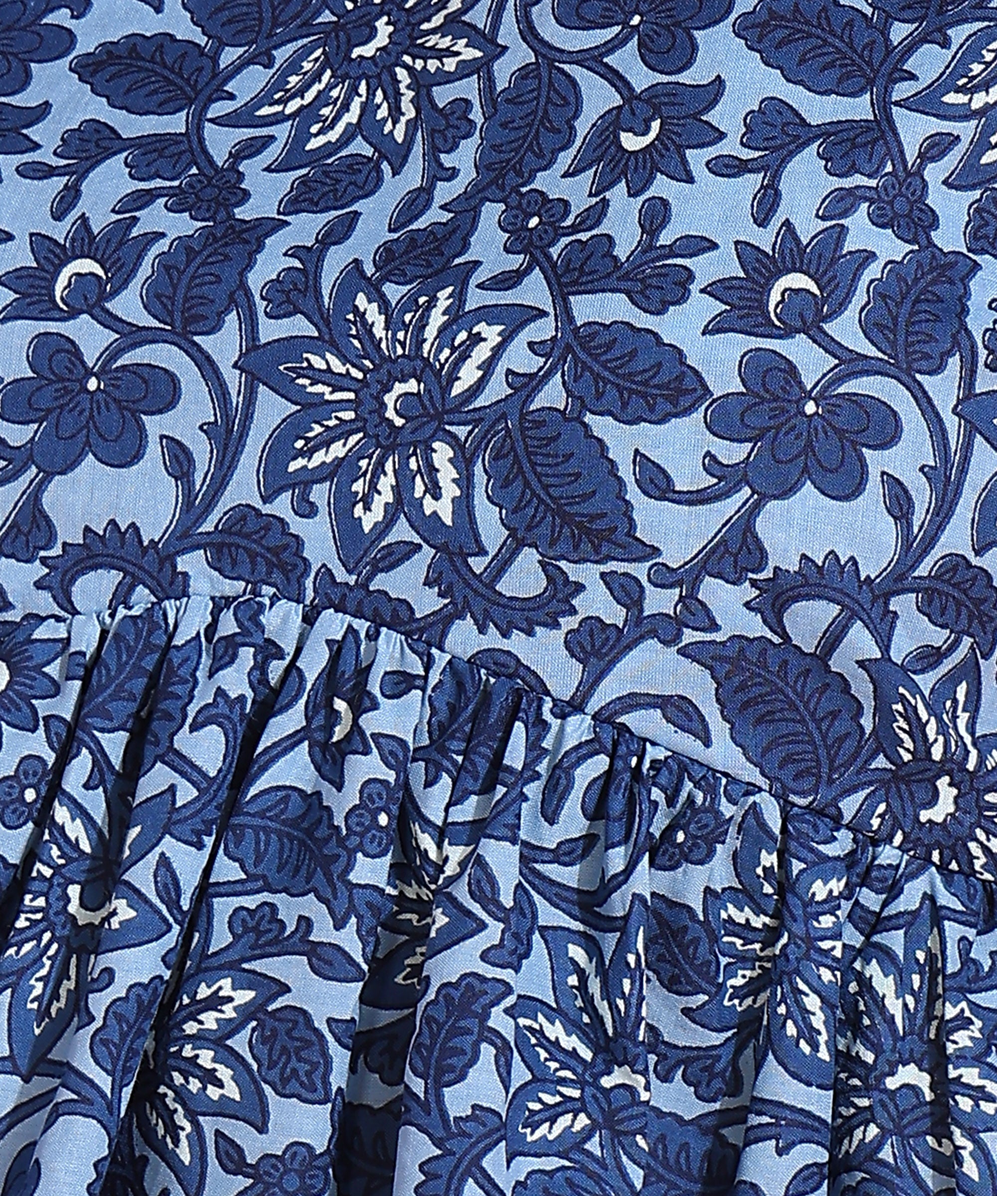 Navy Blue Floral Print Sleeveless Peplum Top for Women