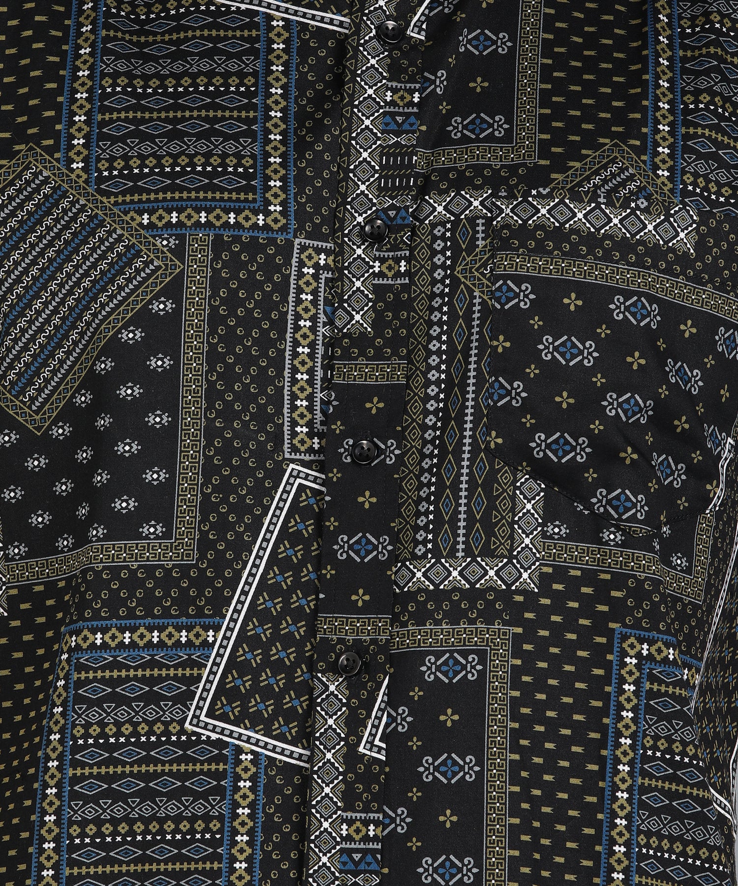 Black Indian Prints Half Slim Fit Shirt