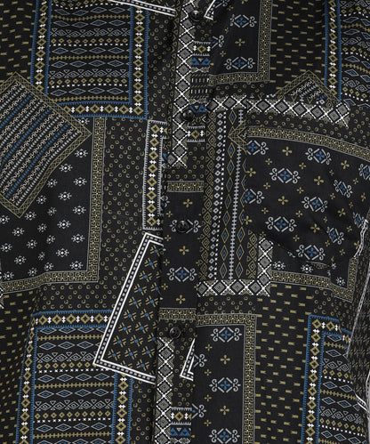 Black Indian Prints Half Slim Fit Shirt