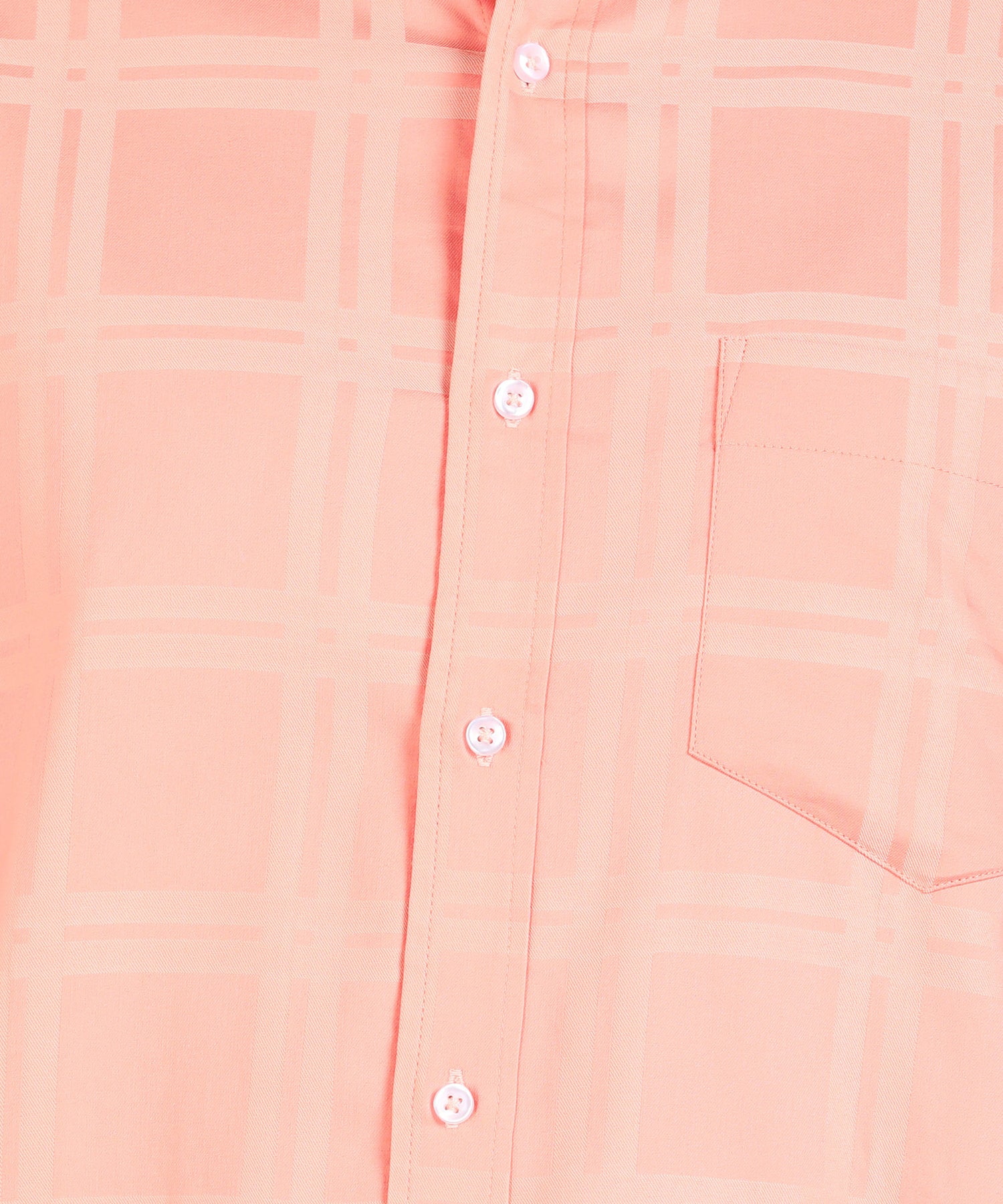 Self Design Peach Slim Fit Shirt