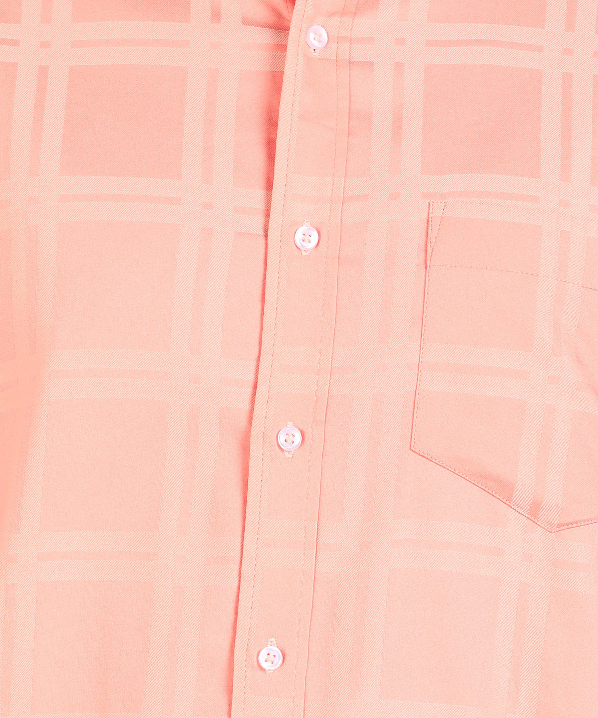 Self Design Peach Slim Fit Shirt