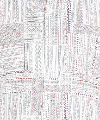 Off White Indian Prints Half Slim Fit Shirt
