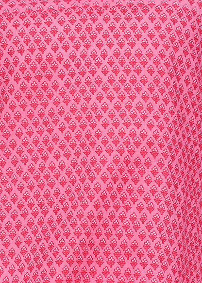 Pink Printed Short Cotton Kurti