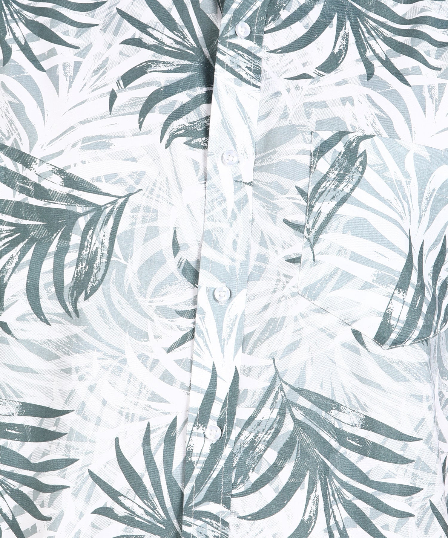 Grey Leaf Printed Half Slim Fit Shirt