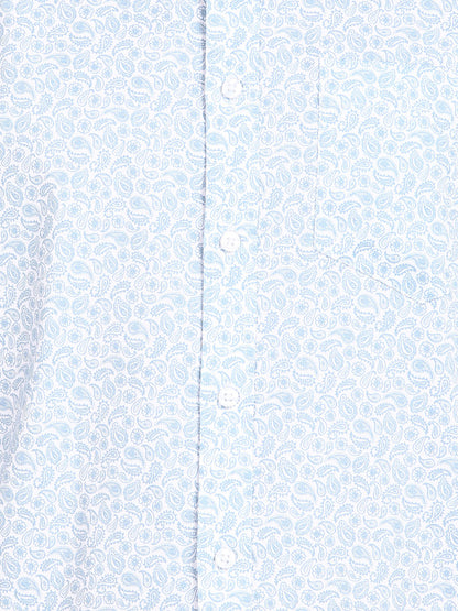 Blue Indian Print Printed Slim Fit Shirt
