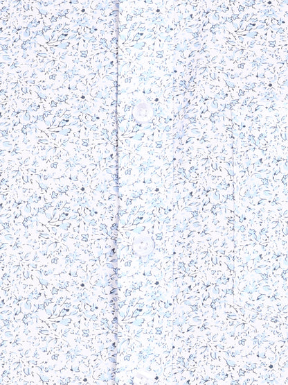 Blue Floral Printed Slim Fit Shirt