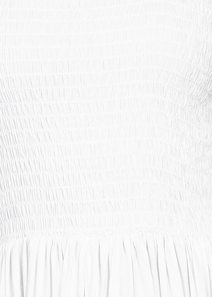 White Sleeveless Smocking Maxi Dress