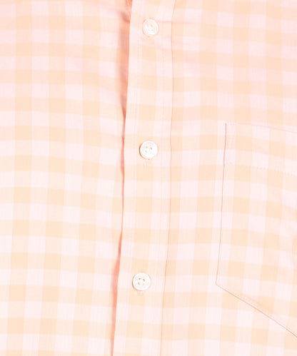 Peach Checked Slim Fit Shirt