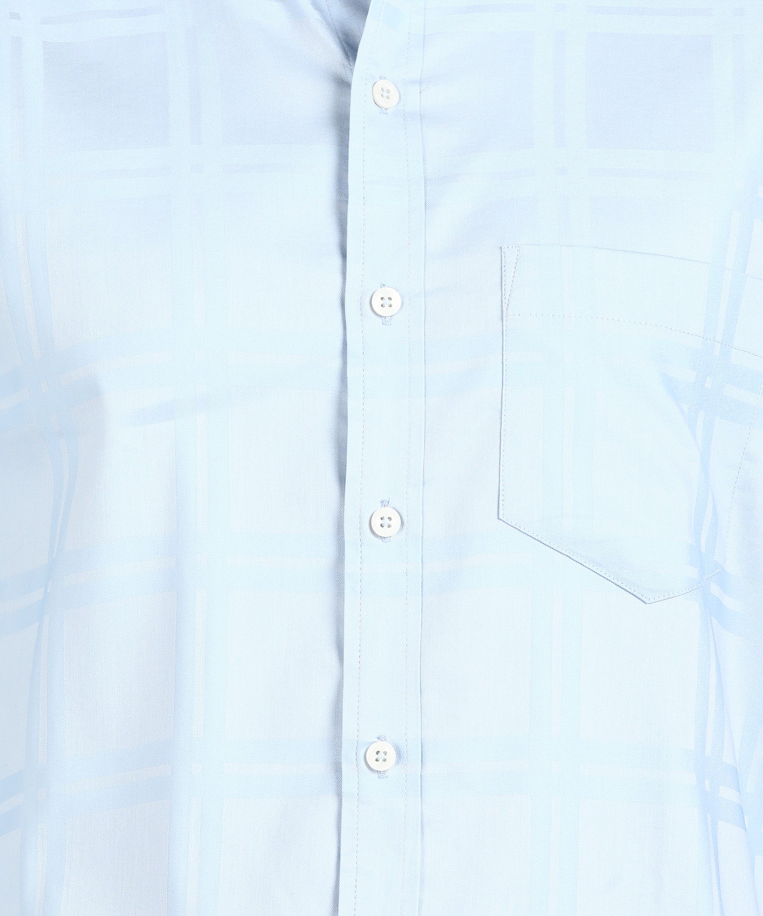 Self Design Sky Blue Slim Fit Shirt