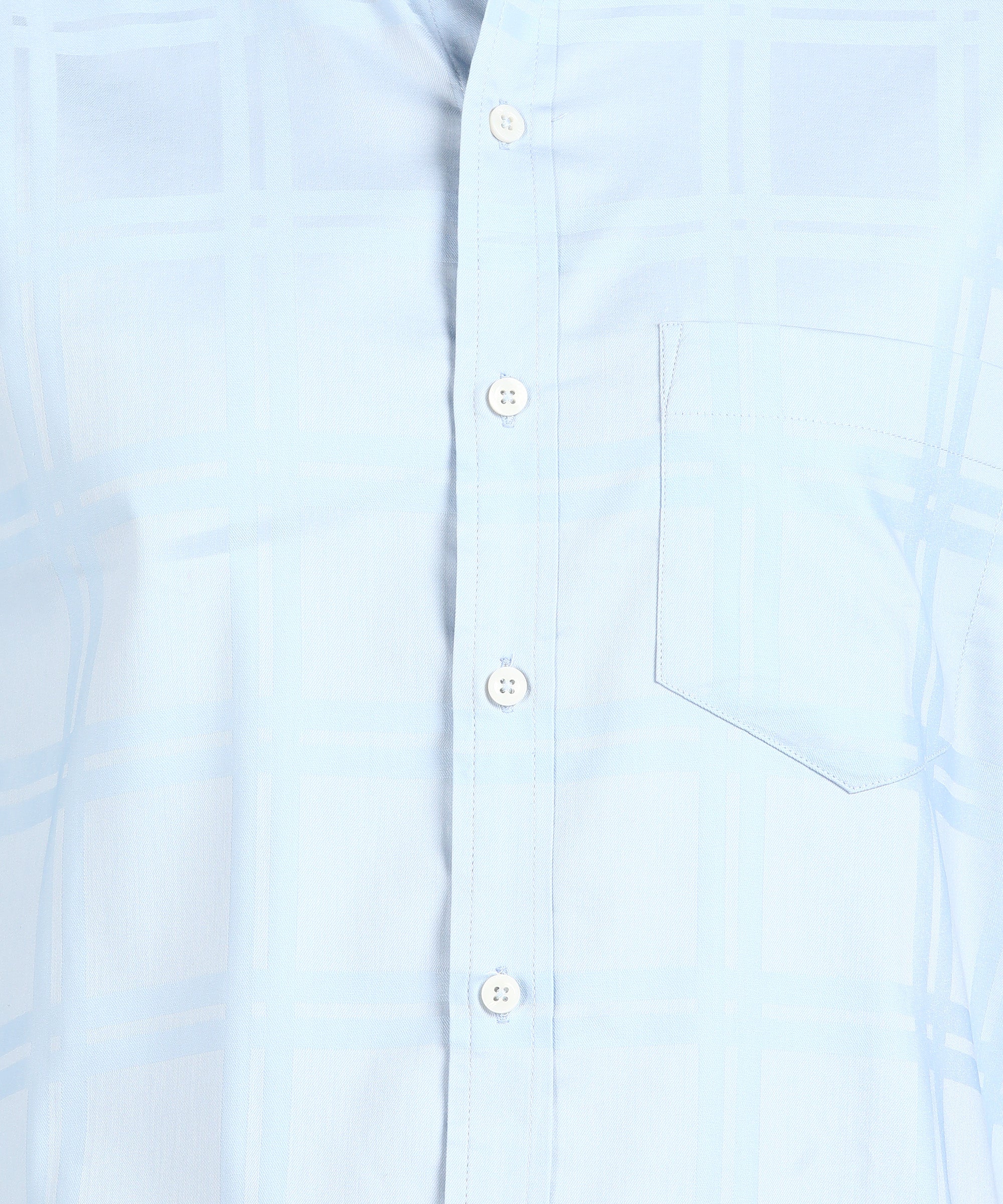 Self Design Sky Blue Slim Fit Shirt