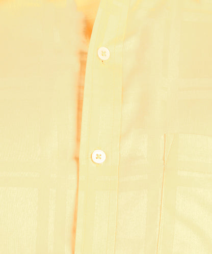 Self Design Yellow Slim Fit Shirt
