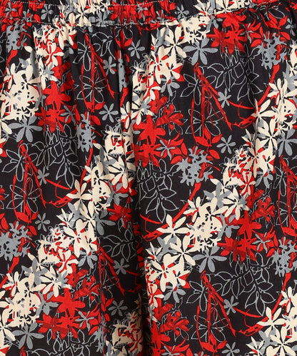 Dual Colored Floral Print Front Tie-Up Top &amp; Pant Set