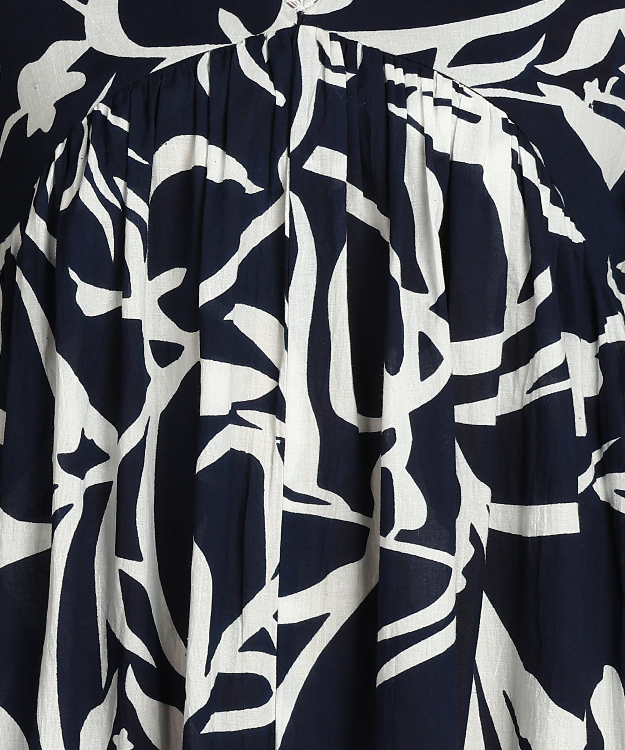 Navy Blue &amp; White Printed Maternity Wear Midi Dress