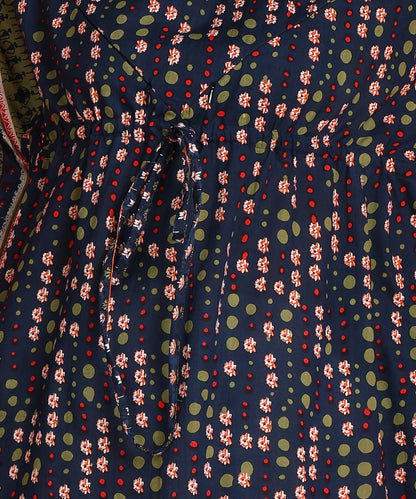 Navy Blue &amp; Red Printed Maternity Wear Kaftan