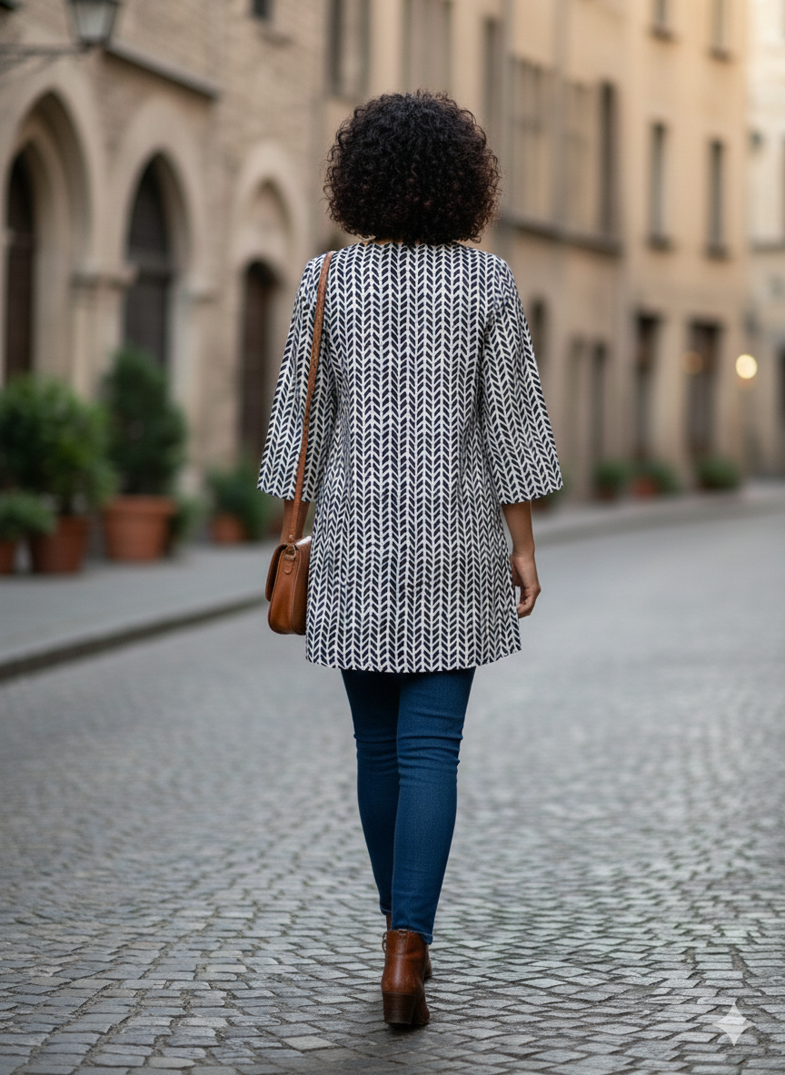 Black printed women kurti