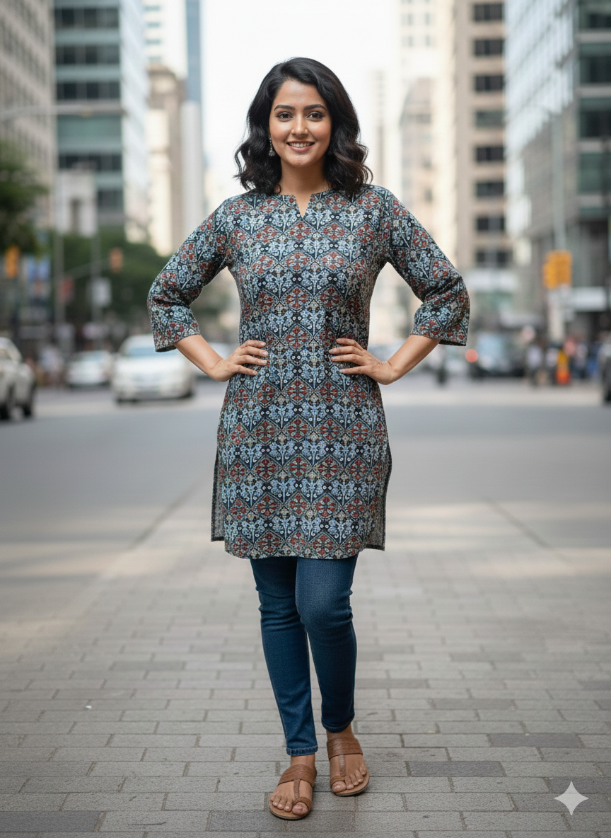 Multi colour Cotton short kurti