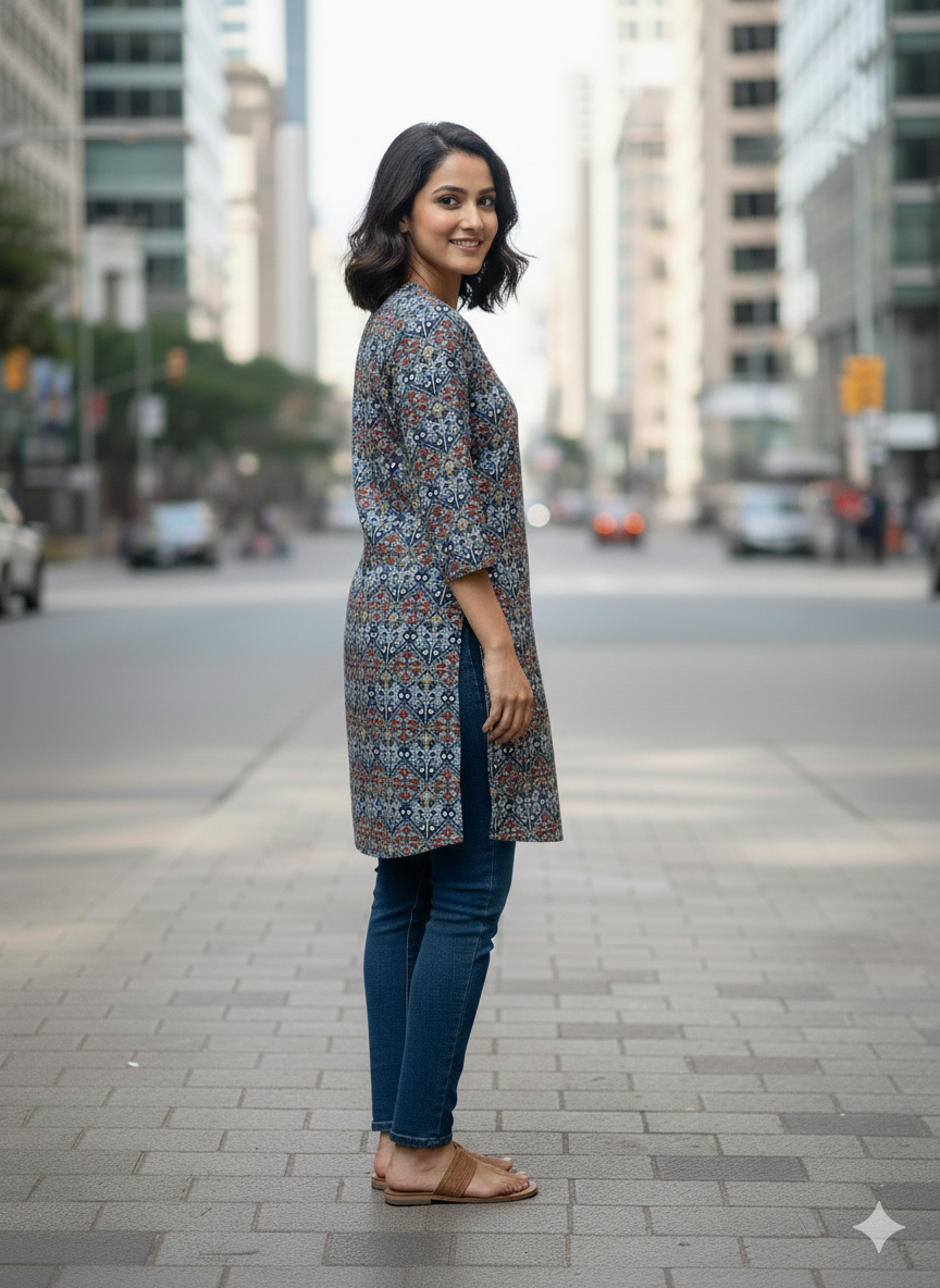 Multi colour Cotton short kurti