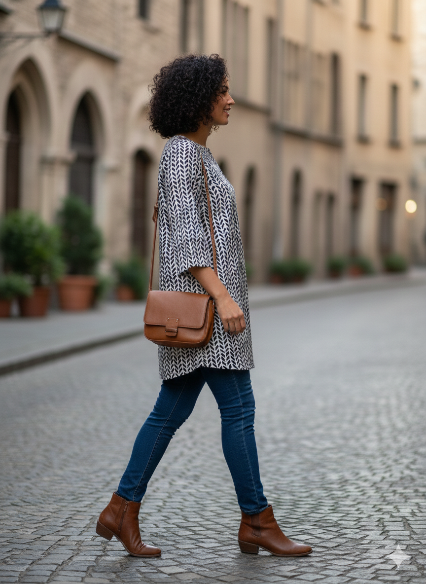 Black printed women kurti
