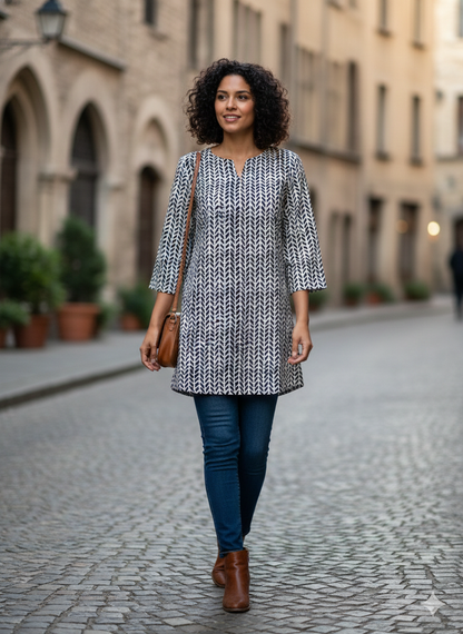 Black printed women kurti