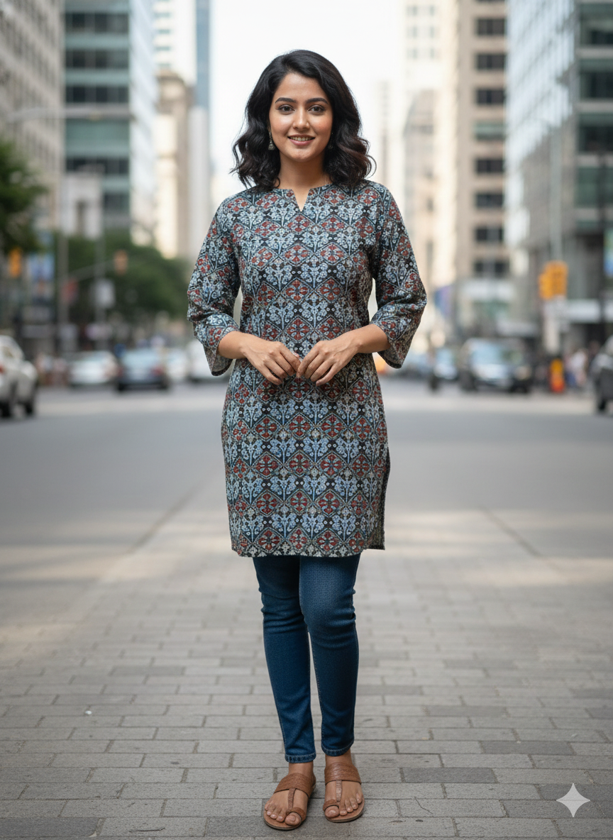 Multi colour Cotton short kurti