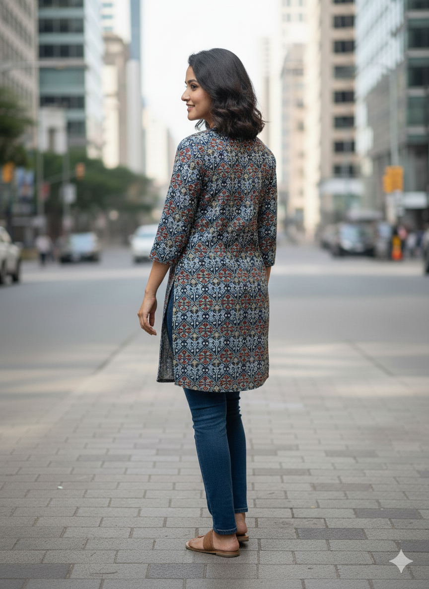 Multi colour Cotton short kurti