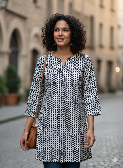 Black printed women kurti