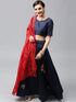 Sapphire Blue Hand Block Printed Lehenga Choli With Dupatta (Fully Stitched) - Znxclothing