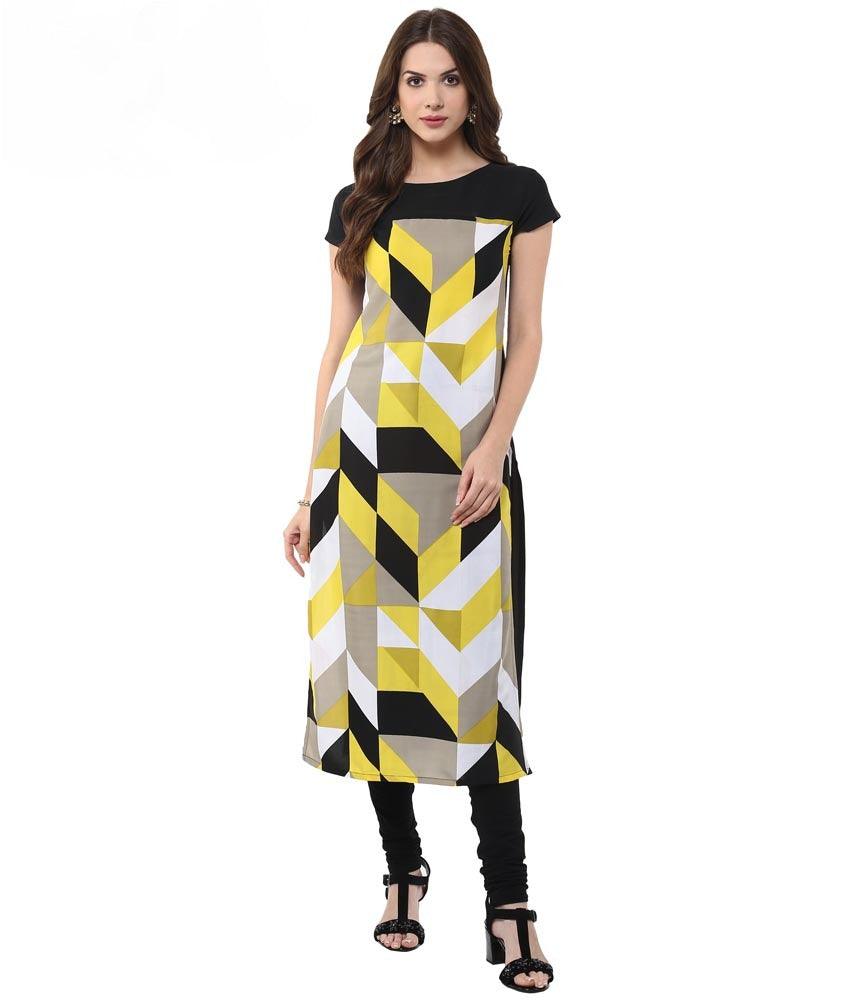 Women yellow Printed Straight Kurta - Znxclothing