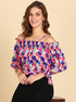 Multicolor Tropical Bardot Top - Znxclothing
