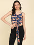 Orange & Blue Printed Crop Top - Znxclothing