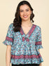 Ethnic Motifs Printed Powder Blue Top - Znxclothing