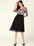 Peach Floral Printed Grey & Black Dress - Znxclothing