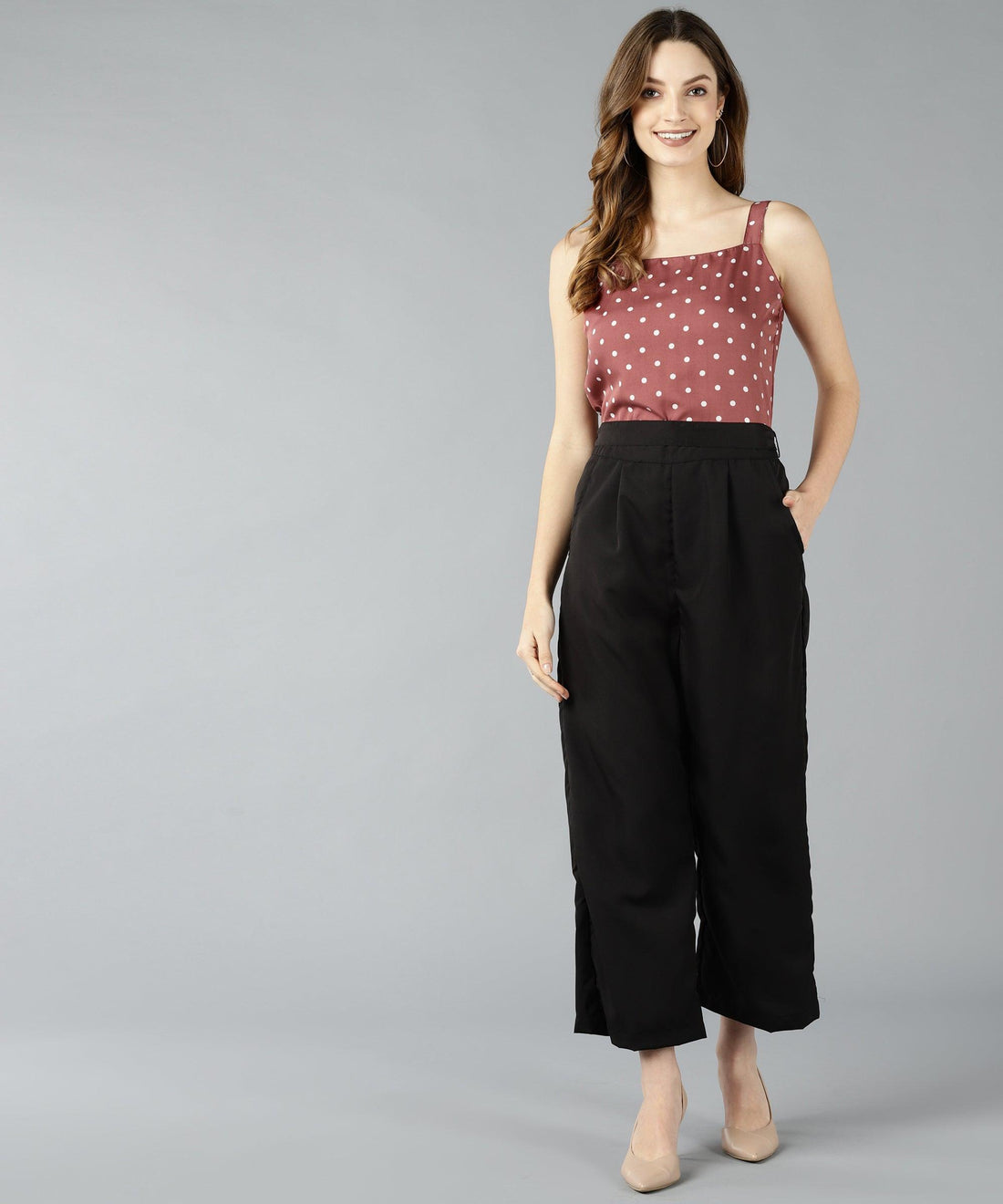 Znx Women White dot Printed Pink Jumpsuit - Znxclothing