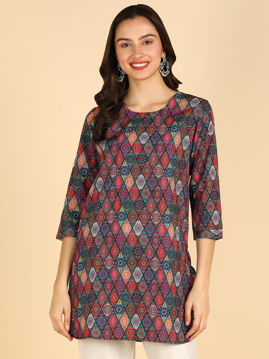 Multi Color Floral Printed Straight Kurti