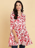 Pink Tropical Printed White Long Top - Znxclothing