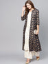 Navy Blue Gold Printed Long Jacket - Znxclothing