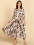 Tropical Printed Flared Dress - Znxclothing