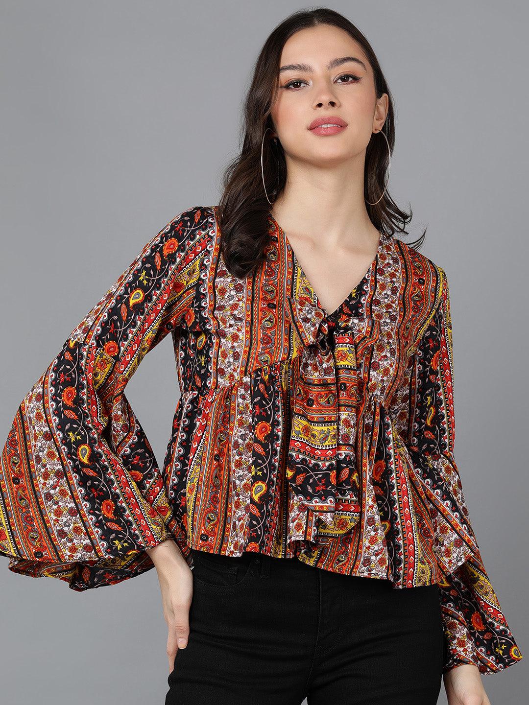 Multicolor Tie-up Top - Znxclothing