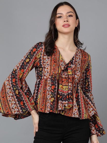 Multicolor Tie-up Top - Znxclothing