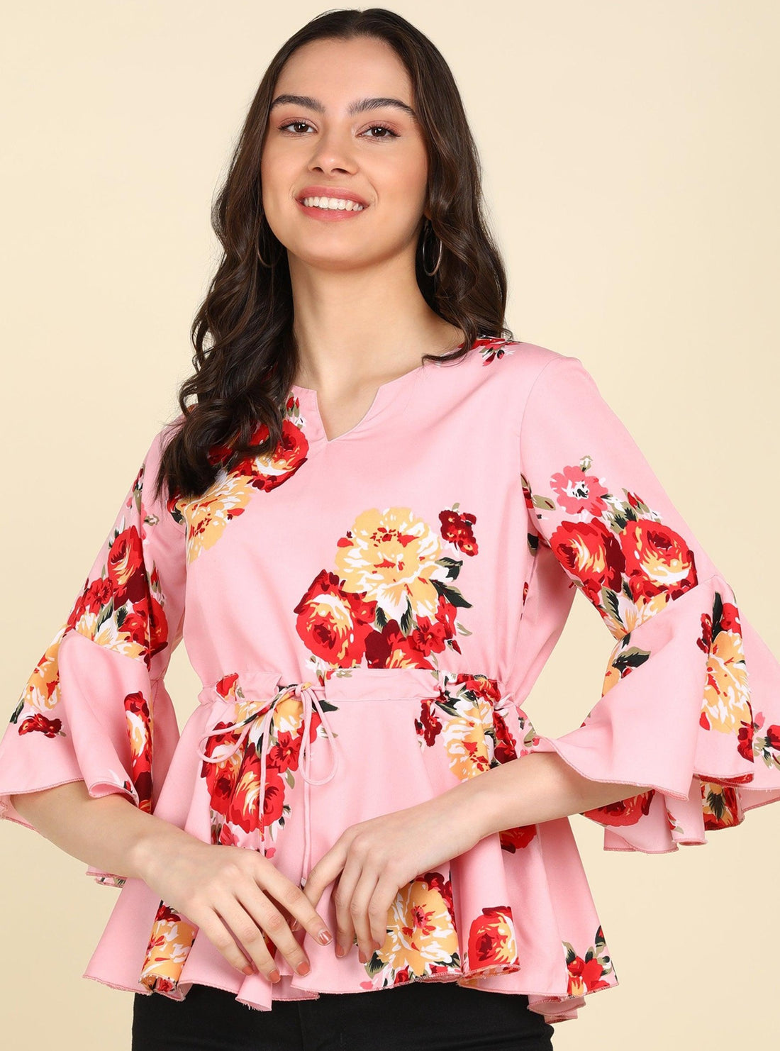 Floral Printed Pink Top - Znxclothing