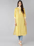 Znx Women Yellow Lehriya Printed Straight Kurti - Znxclothing