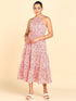 Floral Printed Tiered Peach Dress - Znxclothing