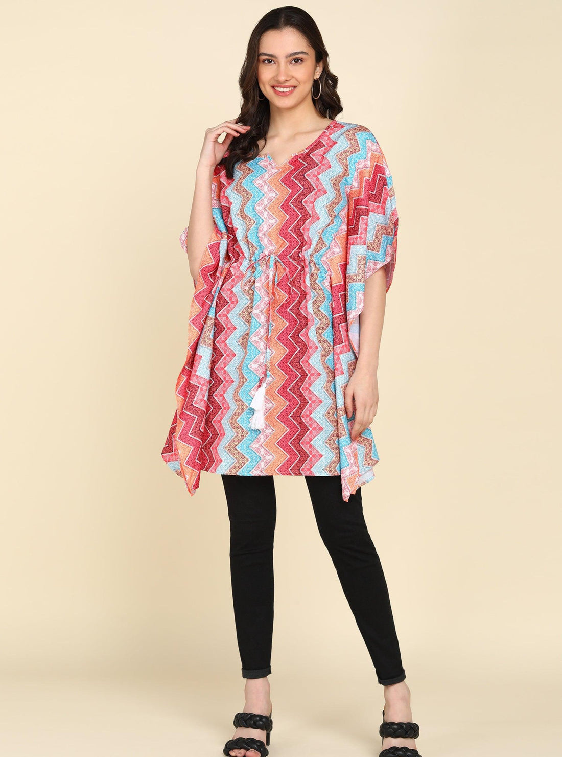 Multicolor Zig-Zag Kafan Kurta - Znxclothing