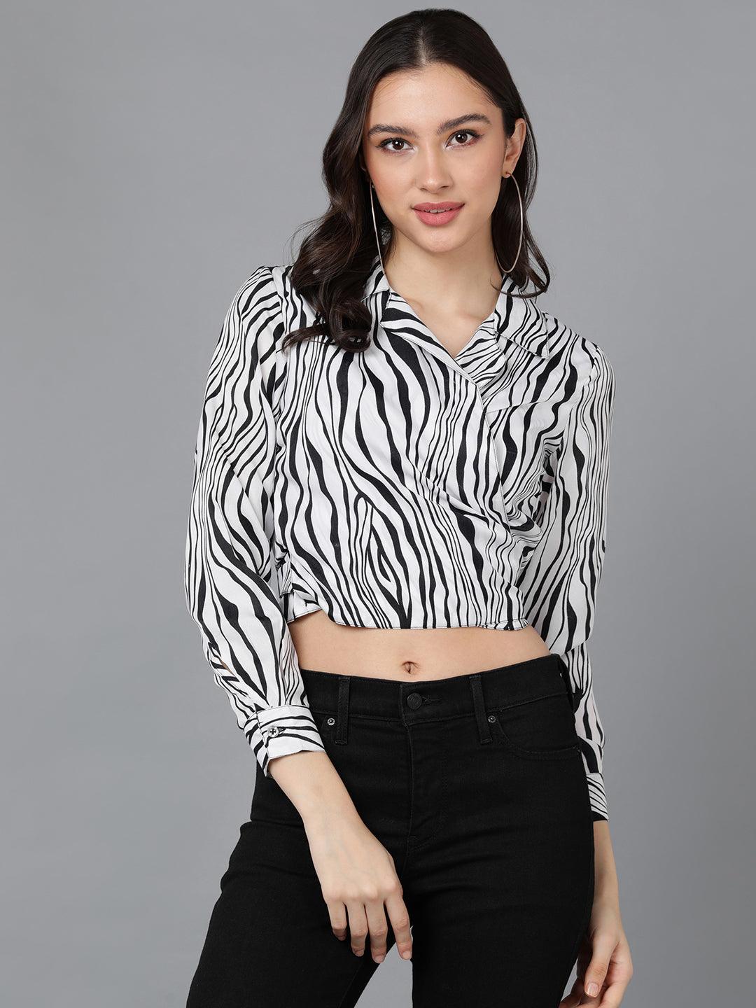 Zebra Printed Wrap Top - Znxclothing