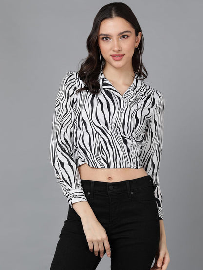 Zebra Printed Wrap Top - Znxclothing