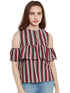 Ruffle Cold Shoulder Top - Znxclothing